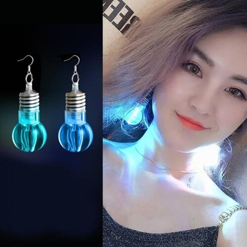 Hot Sales Silver Plated LED Bulb Lighting Hook Earrings Party Pub Club Women Jewelry Decor