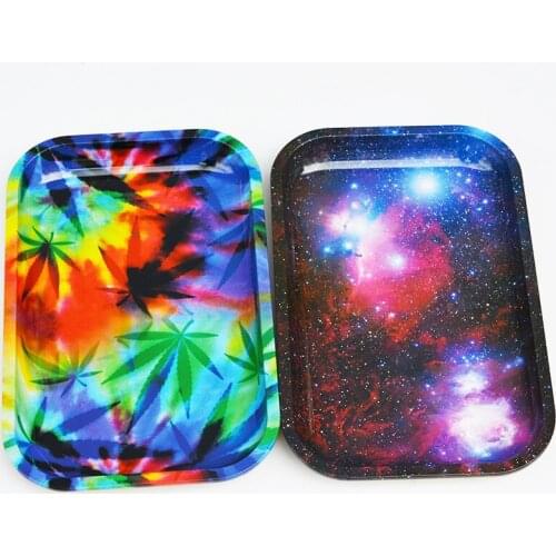 Length 28.8 CM *Width 18.8 CM Hot Sale Metal Tobacco Rolling Tray Hand Roller Tobacco Grinder Smoking Tools Sky,Leaf Pattern