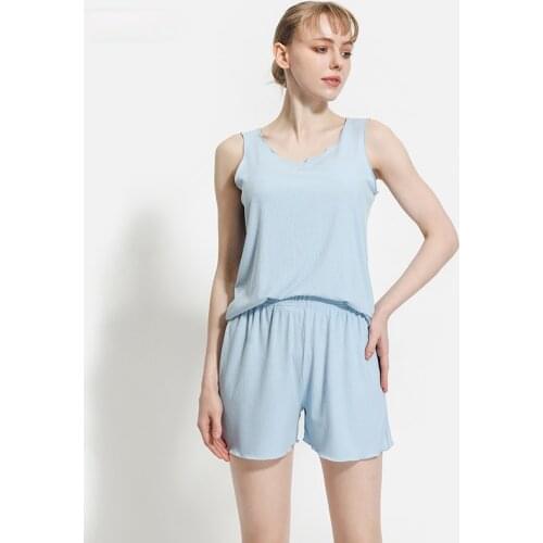 Modal Camisole Womens Summer Home Two-piece Large Size Loose Pajamas Bottoming Thin Sleeveless Top Pants Suit