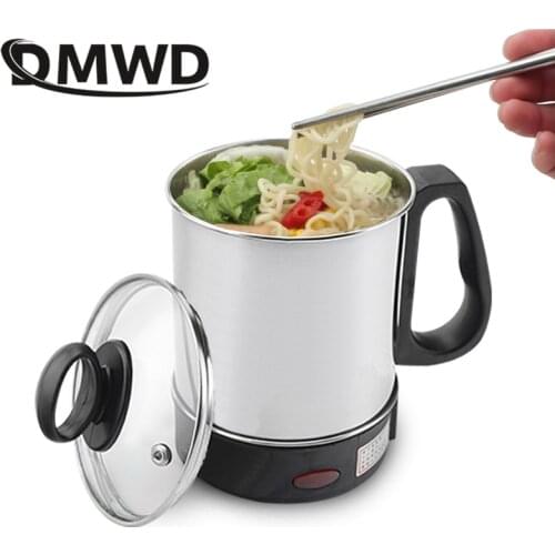 DMWD MultiCooker Electric Skillet portable stainless steel heating cup Noodles milk soup porridge Cooking Pot mini coffee boiler