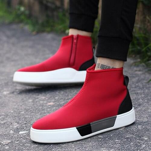 Hombre sneakers slip sale black leather mens man hightop shoes top 2020 shoe canvas mens hot leisure sport fashion high Mens de