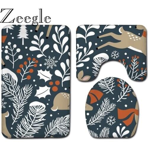 Animal Printed Bathroom Capet Rug Microfiber Toilet Seat Cover Mat Anti-slip Floor Carpet Home Decor Bath Mat Set