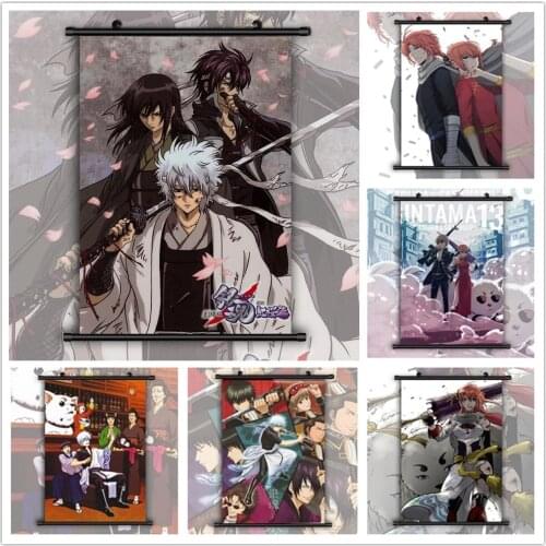 Wall Artwork Canvas Gintama Silver Soul Sakata Gintoki Pictures Painting Print Poster Plastic Hanging Scrolls Home Decoration