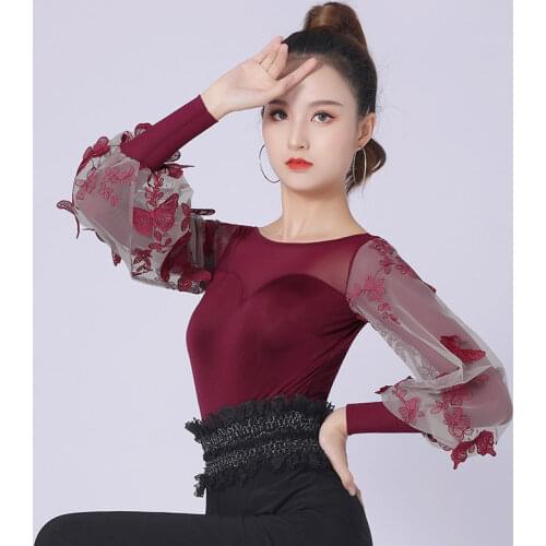 Latin dance clothing adult new Latin dance national standard practice long sleeve latin Leotard