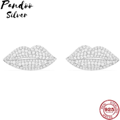 Pandoo Fashion Charm Sterling Silver Original 1:1 Copy,Silver Heart Shape Earrings Luxury Jewelry Gift Suitable For Female