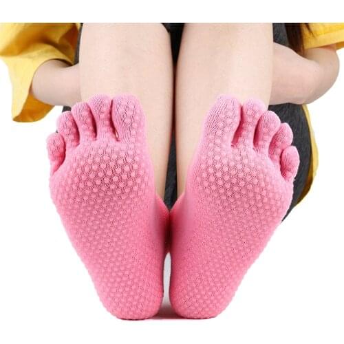 Professional Women Men Yoga Socks Cotton Non-slip five toe Fitness sports socks Pilates Ankle Grip Durable Warm Exercise sock