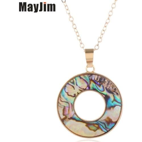MayJim European American fashion trend simple shell simple round decorative pattern Necklace
