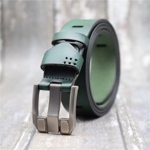 Belt Men Fashionable Genuine Leather Belt for Men Black/blue/green/coffee 3.8CM Width Cowskin Waist Belt With Alloy Pin Buckle
