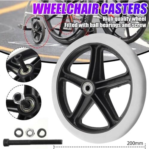 200mm 8" Wheelchair Casters Small Cart Rollers Chair Wheels Accessories Grey Rubber Small Non Marking Wheelchair Wheel Replace