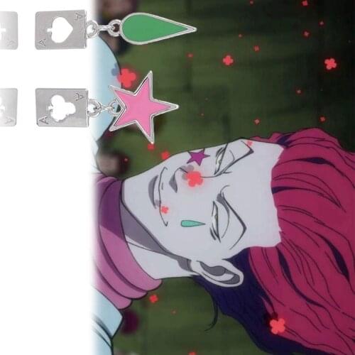 Anime HUNTER x HUNTER Hisoka Cosplay Earrings Stars Tearerdrop Pok Earring Stud for Women Men Ear clip Jewelry Accessories