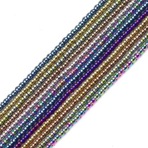 JHNBY Black Hematite 2mm 300pcs Natural Stone ore Plating color Round Loose beads ball Jewelry bracelet Making accessories DIY