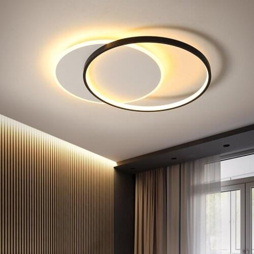 Modern Simplicity LED Circle Ceiling Lamp Black White Panel Lighting Decoration for Living Room Bedroom Study Home Luminaires