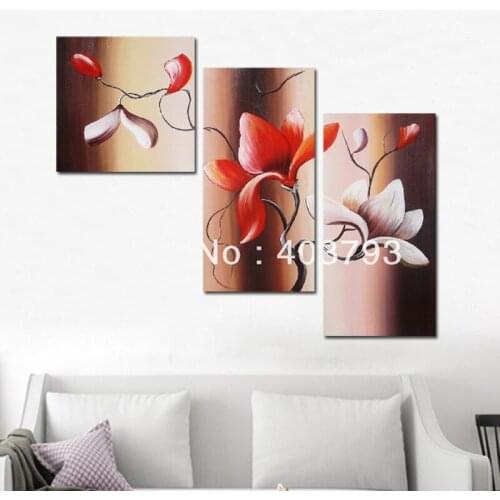 MODERN ABSTRACT HUGE WALL ART OIL PAINTING ON CANVAS beautiful flower 3Panels free shipping