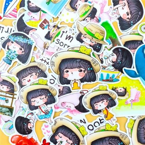 40 pcs Short hair girl everyday cartoon Stickers for phone Decorative waterproof sticker Scrapbooking For Laptop Children