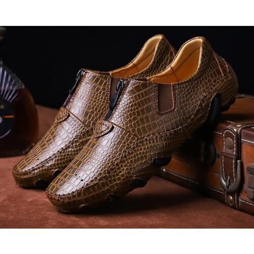 CIMIM Brand Men Business Big Size Fashion Crocodile Shoes New Genuine Leather Comfortable Luxury Casual Shoes Office Men Loafers