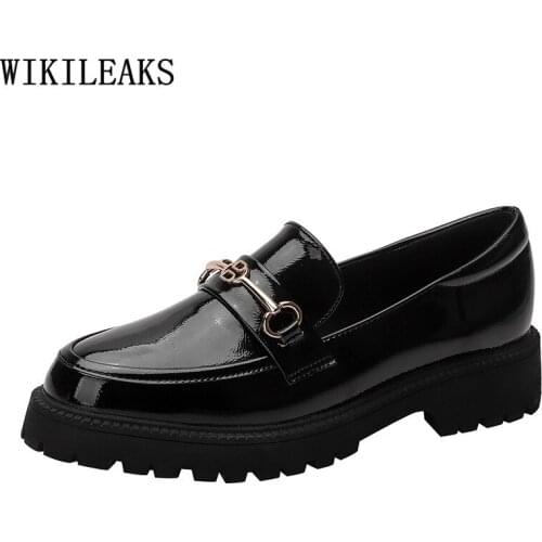 Platform Shoes Patent Leather Korean Fashion Loafers Women Slip on Lolita Shoes for Women Oxford Shoes for Women Zapatos Mujer