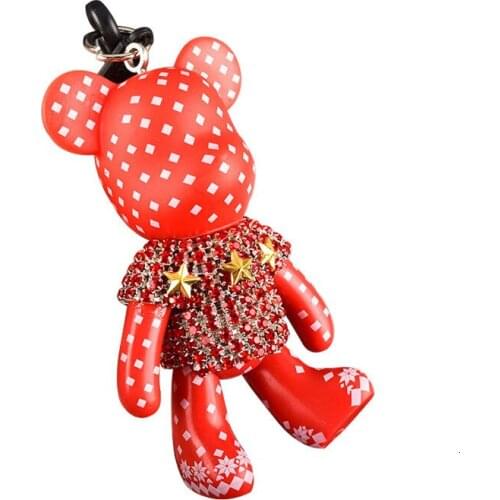 Creative Drilling Violent Bear Key Chains Cute Women Car Bag Pendant Belt Trinkets Key Chains Porte Cle