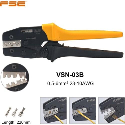 VSN-03B Crimping Pliers 0.5-6mm2 23-10AWG Tab 2.8 4.8 6.3 Plug Terminals Ratchet Clamp Plier Electrican Crimping Hand Tools