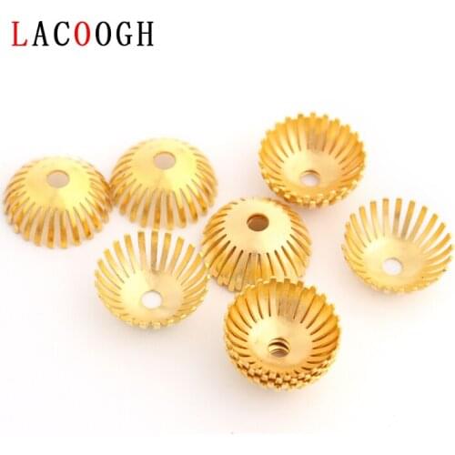 50pcs/lot Gold Color Flower Torus Shape Bead Caps Clasp Metal Beads End Cap Loosely Spaced Bead Caps For Jewelry Making Supplies