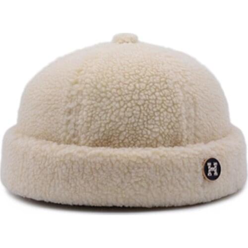 Winter Womens Hat Solid Color Lamb Wool Beanie Hat Fashion Warm Thickening Mens Melon Leather Hat Landlord Hat