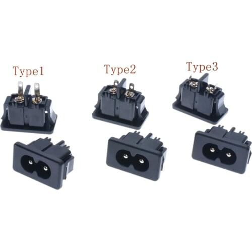 10Pcs Black Male Plug IEC320 C8 Power Socket Connector AC 250V 2.5A 2Pin