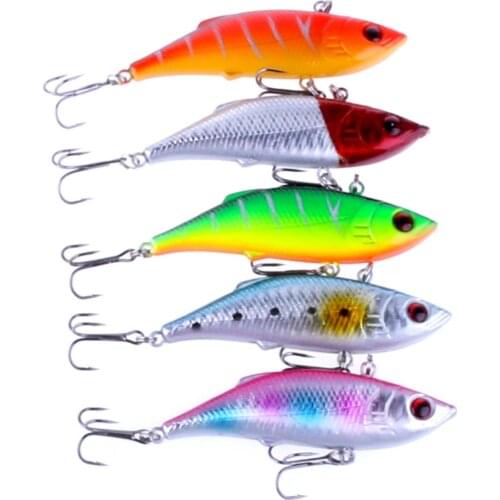10pcs 7.5cm 10g Rattlin Vib Fishing Lure Hard Bass Bait Isca Artificial Lure Vibration Swimbait Fishing Tackle 6# Hooks Wobblers