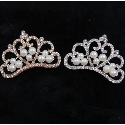 2pcs/lot Crown Rhinestone Button with Pearl Hand-sewn Buttons DIY Clothing Supporting Material Sewing Craft Accessories