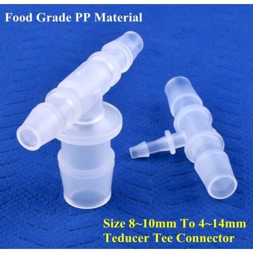 5~200pcs 8 10mm To 4~16mm Food Grade PP Reducing Tee Connectors Aquarium Tank Fittings Irrigation Pagoda Reducer Tee Hose Joint