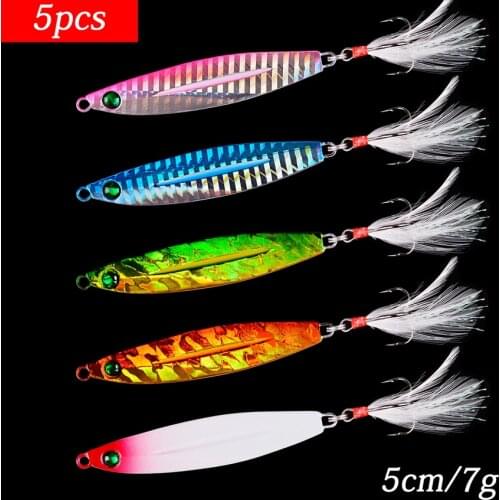 5pcs 7g 10g 14g 17g 21g 28g 40g Fishing Spoons Metal Lure 10colors Fishing Lures Saltwater Lead Jig Head