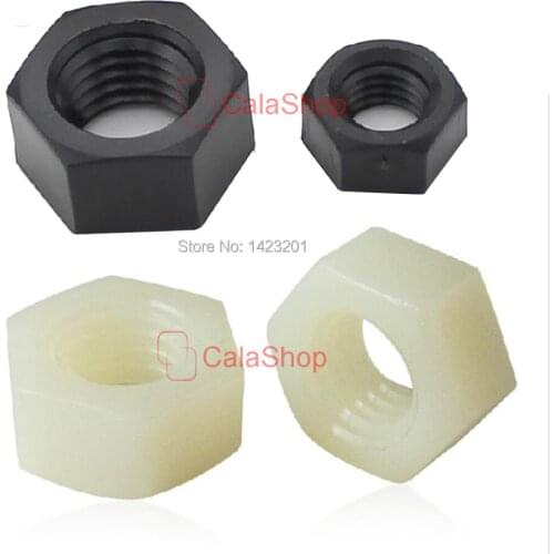 50 Pcs/ Lot M12 12mm Metric Thread Nylon Hex Nuts Plastic Hex Head Nuts Tools Fasteners Accessories Black White