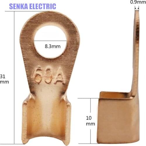 50 Pieces 60A Copper Lug Battery Cable Connector Ring Terminal OT-60A