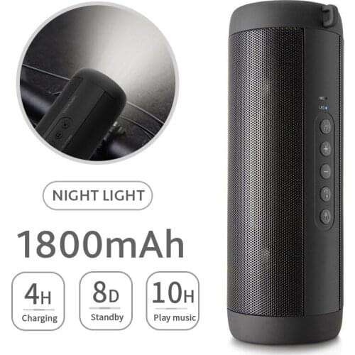 T2 Bluetooth Music Bass Speaker Waterproof Portable Outdoor LED Wireless Column Loudspeaker Support TF Card FM Radio Aux Input