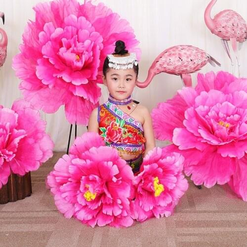 Big Peony Artificial Flower Dance Performance Handhold Flowers Stage Show Props Silk Fake Flowers For Home Wedding Decor