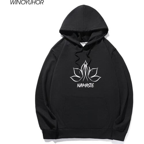 Buddha Namaste Hands Lotus Flower Print Hoodies Cotton Women Casual Funny Sweatshirts For Lady Girl Hipster Tumblr Pullover