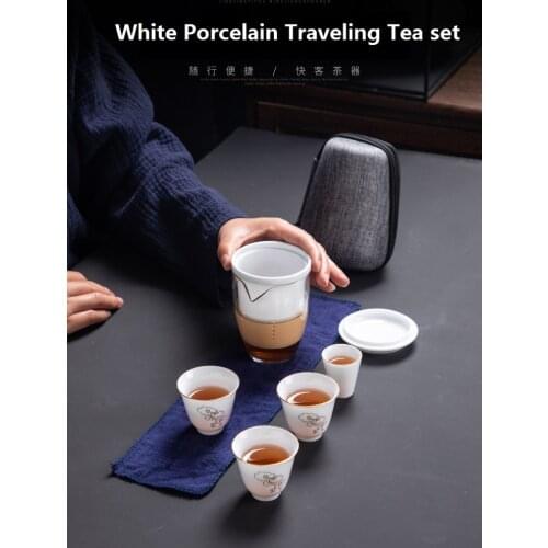 Chinese Style Ceramic Portable Travel Tea Set GongFu Teacup Porcelain Cups Mug of Home Kettle Office Tea Sets Drinkware