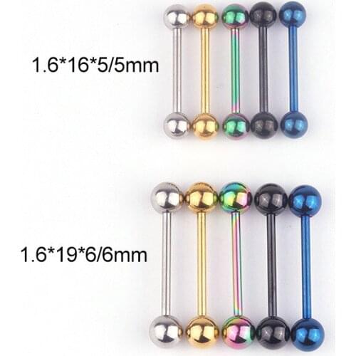 5PC Tongue Rings Stud Nipple Ring Piercing Barbell Bar Cartilage Helix for Women Fashion Body Jewelry