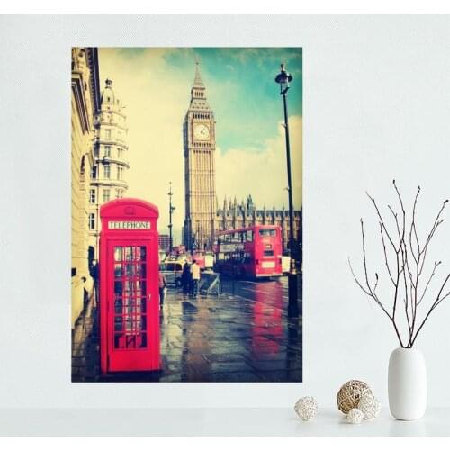 Nice Custom London England Red Phone Canvas Poster Print painting Art Wall Silk Poster cloth print Fabric Poster