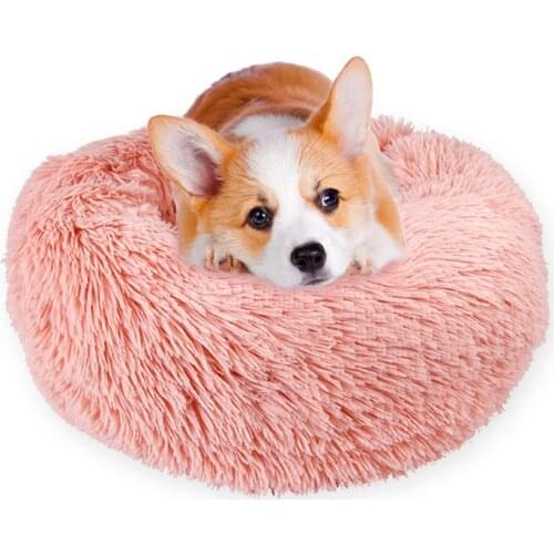 Round Dog Bed Long Plush Dog Kennel Washable Pets House Soft Cotton Mats Sofa For Small Large Dog Chihuahua Pet Basket Pet Bed