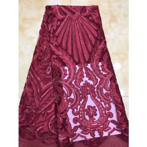 Best quality embroidery lace fabric with sequins best quality BZL-12.232 african tulle mesh lace for sawing dress