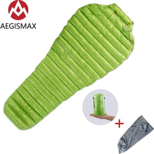 AEGISMAX MINI M Green Adult Outdoor Camping Ultra-Light Spring Autumn Summer Three Season Mummy Down Sleeping Bag 180x78cm