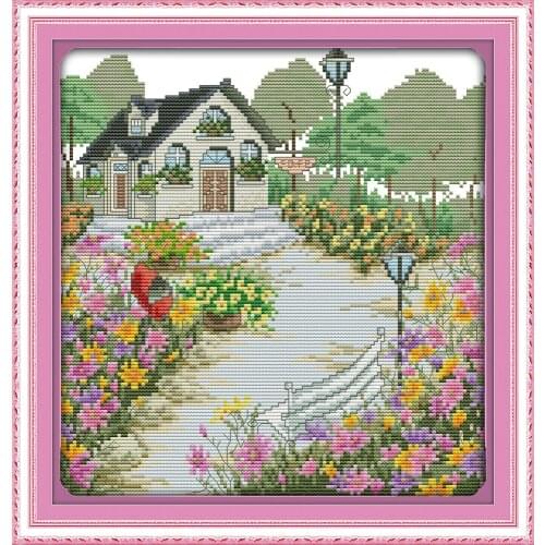 Flowers shed (3) cross stitch kit 18ct 14ct 11ct count printed canvas stitching embroidery DIY handmade needlework