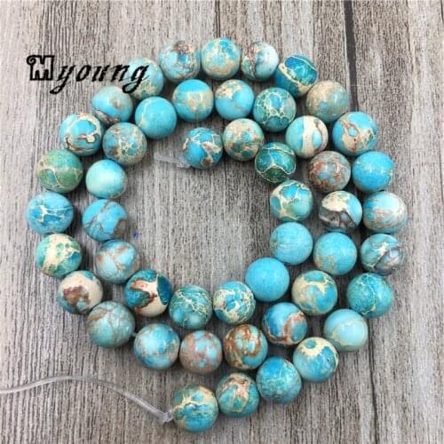 Natural Stone Sea Sediment Imperial Jaspers Beads, Sea Blue Emperor Stone Loose Beads For DIY Jewelry,5 Strands/lot MY0074