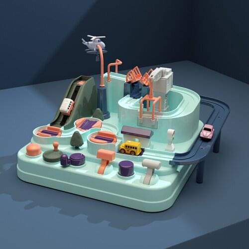 2019 new post free car breakthrough adventure manual elevator gliding Puzzle Childrens rail car toy