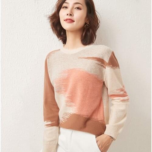 2021 New Autumn/Winter New Style Ladies 100% Pure Wool O-Neck Knitted Pullover Cashmere Sweater Woman Clothes