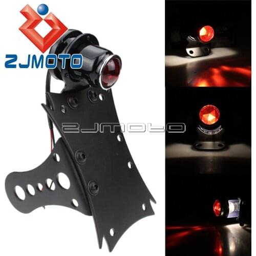 Motorcycle Axle Side Mount License Plate Bracket Tail Light Red STOP Rear Light For Harley Honda Yamaha Suzuki Kawasaki Custom