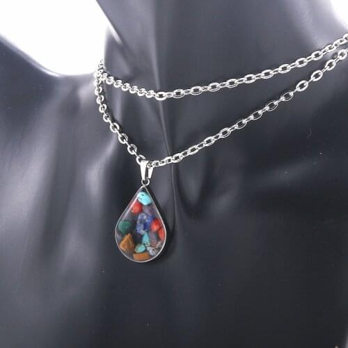 High Quality Natural Stone Love Heart Necklace Fashion Men And Women Color Crystal Necklace Simple Jewelry Banquet Party Gift