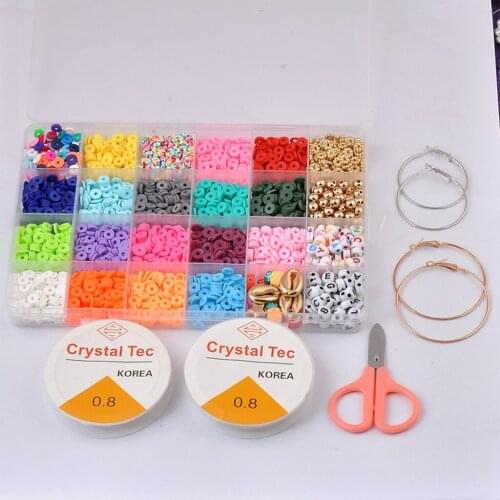 6mm 24 Kinds Flat Round Spacer Beads with Scissors Necklace Jewelry Making