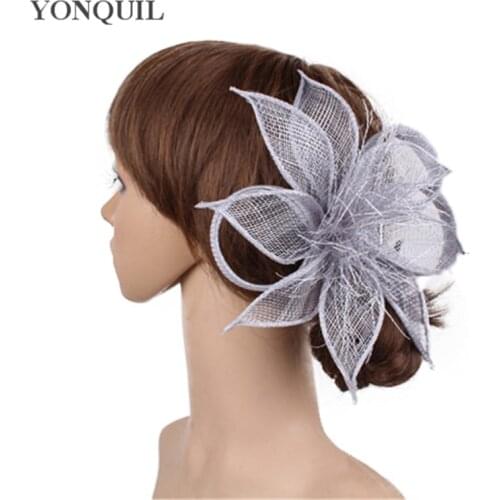 Handmade Sinamag Flower Bridal Headwear Elegant Women Wedding Hair Fascinator Accessories Hat Hair Pin With Feather Headdress