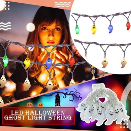 1.5m Halloween Party Led Light String Purple Bat Party Pumkin Horror Ghost Festival Happy Halloween Party Decor Home #WT