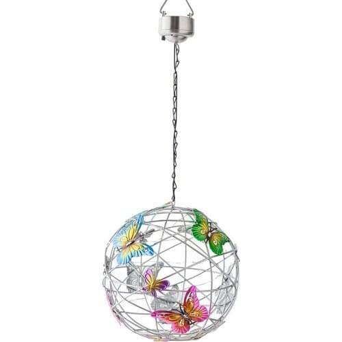 Hanging Solar Luminous Butterflies Round Ball Light Waterproof Garden Coutrtyard Landscape Pathway Home Decor Lighting Lamp